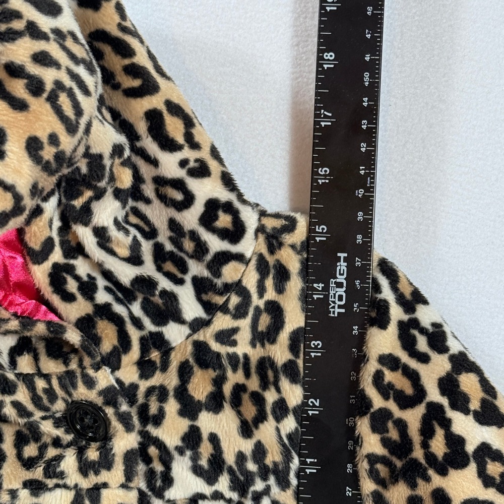 Gymboree Faux Fur Jacket Girls 2T-3T Leopard Print Hooded Ears Pink Lining Coat - Picture 7 of 8
